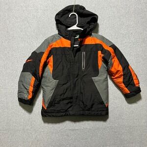 Boys L L Bean Insulated Outdoor Winter Ski Snow Jacket Black Orange Size 6 7
